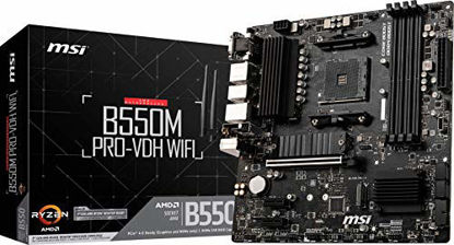 Picture of MSI B550M PRO-VDH WiFi ProSeries Motherboard (AMD AM4, DDR4, PCIe 4.0, SATA 6Gb/s, M.2, USB 3.2 Gen 1, Wi-Fi, D-SUB/HDMI/DP, Micro-ATX)