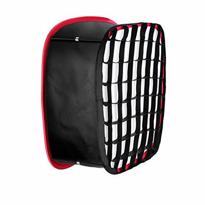 Picture of Neewer Collapsible Softbox with Strap Attachment, Grid and Carrying Bag Compatible with Neewer 480/660/530 LED Light Panels, 9.25x8.27 inches Opening (Black+Red)