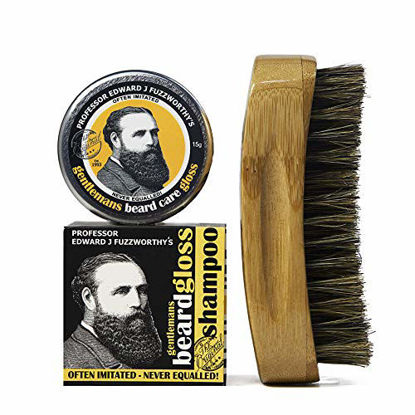 Picture of Professor Fuzzworthy BEARD SHAMPOO, Leave in Conditioner Balm & Boar Bristle Brush Grooming Set | Best 100% Natural Beard Gift for Him | For Soft Hair & Healthy Beard Growth | Organic Ingredients Essential Oils