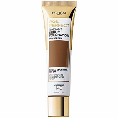 Picture of L'Oreal Paris Age Perfect Radiant Serum Foundation with SPF 50, Chestnut, 1 Ounce