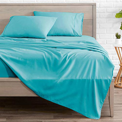 Picture of Bare Home Split King Sheet Set - 1800 Ultra-Soft Microfiber Bed Sheets - Double Brushed Breathable Bedding - Hypoallergenic - Wrinkle Resistant - Deep Pocket (Split King, Aqua)