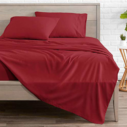 Picture of Bare Home Full Sheet Set - Kids Size - 1800 Ultra-Soft Microfiber Bed Sheets - Double Brushed Breathable Bedding - Hypoallergenic - Wrinkle Resistant - Deep Pocket (Full, Red)