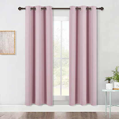 Picture of NICETOWN Blackout Curtain Panels for Girls Room, Nursery Essential Thermal Insulated Blackout Draperies / Drapes (Baby Pink=Lavender Pink, 1 Pair, 42 x 72 Inch)