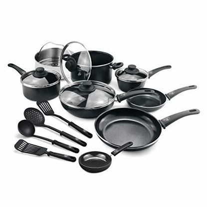 Picture of GreenLife Soft Grip Healthy Ceramic Nonstick, Cookware Pots and Pans Set, 16 Piece, Black