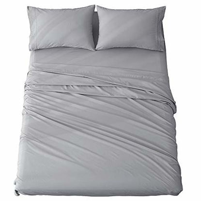Picture of Shilucheng Bed Sheets Set Microfiber 1800 Thread Count Percale Super Soft and Comforterble 16 Inch Deep Pockets Wrinkle Fade and Hypoallergenic - 3 Piece (Twin, Grey)
