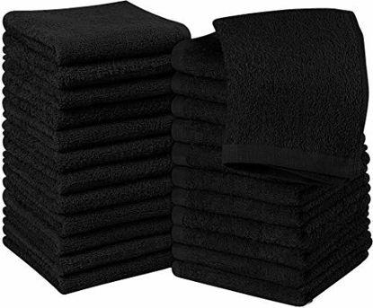 Picture of Utopia Towels Cotton Black Washcloths Set - Pack of 24-100% Ring Spun Cotton, Premium Quality Flannel Face Cloths, Highly Absorbent and Soft Feel Fingertip Towels