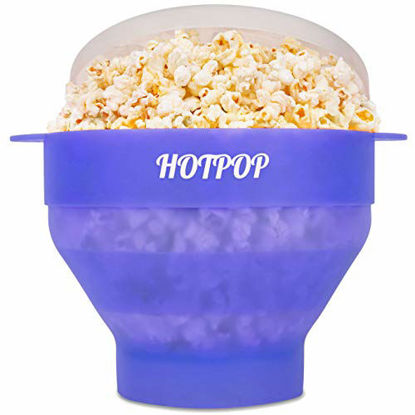 Picture of The Original Hotpop Microwave Popcorn Popper, Silicone Popcorn Maker, Collapsible Bowl Bpa Free and Dishwasher Safe (Glacier Blue)