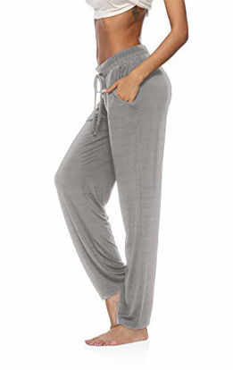 Picture of DIBAOLONG Womens Yoga Pants Wide Leg Comfy Drawstring Loose Straight Lounge Running Workout Legging Gray