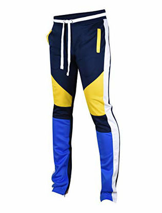 Picture of SCREENSHOTBRAND-P41901 Mens Activewear Premium Slim Fit Track Pants - Athletic Jogger Color Block Cut & Sew Sportswear Bottoms-Navy-Medium