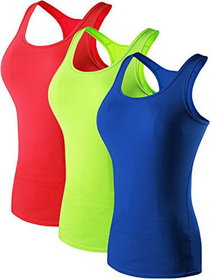 GetUSCart- Neleus Women's 3 Pack Compression Athletic Tank Top for Yoga  Running,Green,Blue,Red,2XL