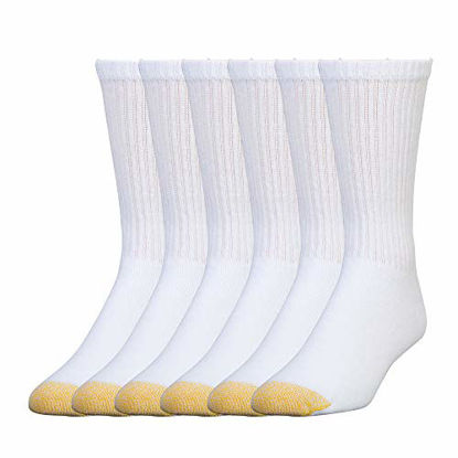 Picture of Gold Toe Men's 656S Cotton Crew Athletic Sock MultiPairs, White (6 pairs), Shoe Size: 12-16