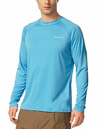Picture of BALEAF Men's Long Sleeve Shirts Lightweight UPF 50+ Sun Protection SPF T-Shirts Fishing Hiking Running Blue Size XXL