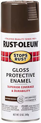 Picture of Rust-Oleum 7775830 Stops Rust Spray Paint, 12-Ounce, Gloss Leather Brown