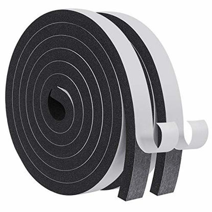 Picture of Weather Stripping for Doors-2 Rolls, 3/4 Inch Wide X 3/8 Inch Thick Adhesive Foam Seal Tape for Air Conditioner AC Unit Weather Stripping Total 13 Feet Long6.5ft x 2 Rolls 