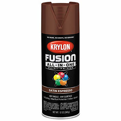 Picture of Krylon K02738007 Fusion All-In-One Spray Paint for Indoor/Outdoor Use, Satin Espresso Brown
