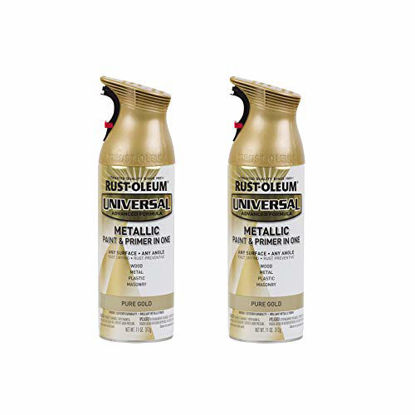 Picture of Rust-Oleum 245221A2 Universal All Surface Metallic Spray Paint, 2 Pack, Pure Gold