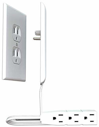 Picture of Sleek Socket Ultra-Thin Electrical Outlet Cover with 3 Outlet Power Strip and Cord Management Kit, 3-Foot, Universal Size