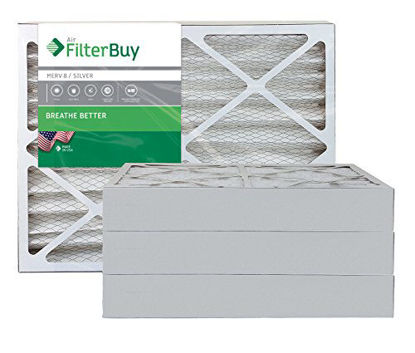 Picture of FilterBuy 25x28x4 MERV 8 Pleated AC Furnace Air Filter, (Pack of 4 Filters), 25x28x4 - Silver