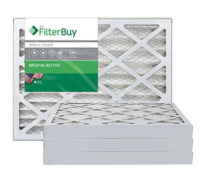 Picture of FilterBuy 13.25x13.25x2 MERV 8 Pleated AC Furnace Air Filter, (Pack of 4 Filters), 13.25x13.25x2 - Silver