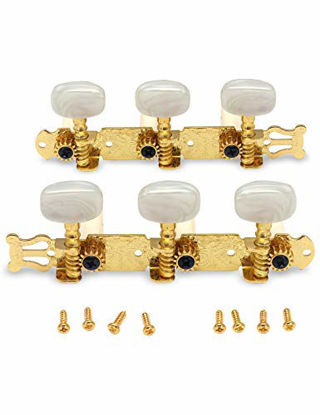 Picture of Metallor Guitar Tuning Pegs Gold Plated Machine Heads Tuning Keys Tuners Single Hole for Classical Guitar 3 on a Plank 3L 3R.