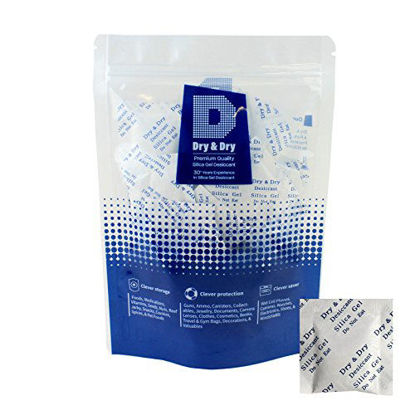 Picture of Dry & Dry 2 Gram [150 Packets] Premium Silica Gel Food Safe Silica Gel Packets Desiccant Dehumidifier Silica Gel Packs - Rechargeable Silica Packets for Moisture Absorber Silica Gel Packs