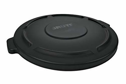 Picture of Rubbermaid Commercial Products 1779738 BRUTE Heavy-Duty Round Trash/Garbage Lid, 55-Gallon, Black