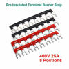 Picture of (56pcs) 4 Sets Terminal Block - 4pcs 8 Positions 600V 25A Dual Row Screw Terminals Strip with Cover+4pcs Pre-Insulated Barrier Jumper Strips Black & Red+48pcs Insulated Fork Wire Connector by MILAPEAK