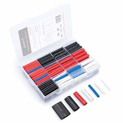 Picture of Wirefy 275 PCS Heat Shrink Tubing Kit - 3:1 Dual Wall Tube - Adhesive Lined - Marine Shrink Tubing - Black, Red, White, Clear, Blue