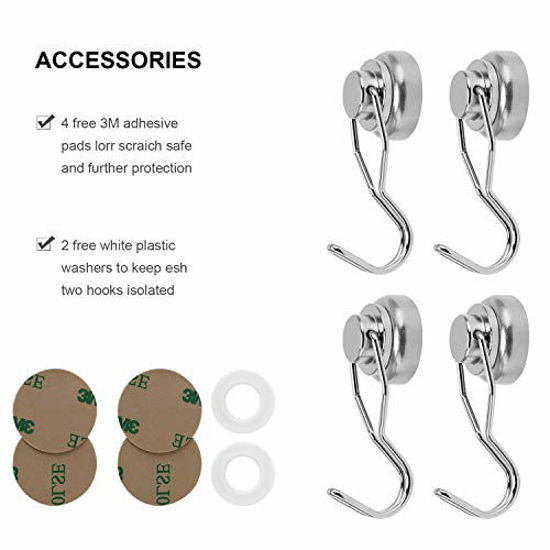Ant Mag Heavy Duty Swivel Hooks – 50lb Strong Neodymium Magnetic Hooks With Scratch-Proof Stickers, 360° Rotation, For Refrigerator, Grill, Office, Kitchen Storage