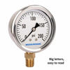 Picture of MEASUREMAN 2-1/2" Dial Size, Glycerin Filled Plumbing Pressure Gauge, 0-200psi, Stainless Steel Case, 1/4"NPT Lower Mount