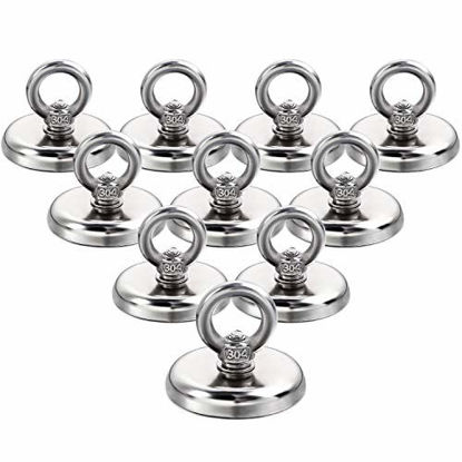 Picture of DIYMAG Heavy Duty Magnetic Hooks, with Countersunk Hole Eyebolt, Great for Home, Kitchen, Workplace, Office and Garage, Pack of 10