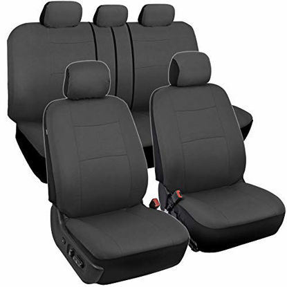 Picture of BDK PolyPro Car Seat Covers, Full Set in Solid Charcoal - Front and Rear Split Bench Protection, Easy to Install, Universal Fit for Auto Truck Van SUV