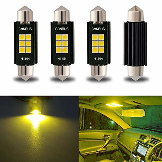 Picture of iBrightstar Newest 9-30V Extremely Bright 212-2 578 Festoon Error Free 1.61" 41mm LED for Interior Map Dome Lights and License Plate Courtesy Lights, Yellow