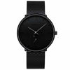 Picture of Mens Watches Ultra-Thin Minimalist Waterproof-Fashion Wrist Watch for Men Unisex Dress with Stainless Steel Mesh Band-Black Hands