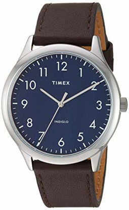 Picture of Timex Men's TW2T72000 Modern Easy Reader 40mm Brown/Silver/Blue Genuine Leather Strap Watch