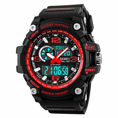 Picture of Mens Digital Watches 50M Waterproof Outdoor Sport Watch Military Multifunction Casual Dual Display Stopwatch Wrist Watch - Red