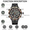 Picture of GOLDEN HOUR Heavy Stainless Steel Analog Digital Mens Watches Work Sport Waterproof Big Face Wristwatch Rose Gold Black