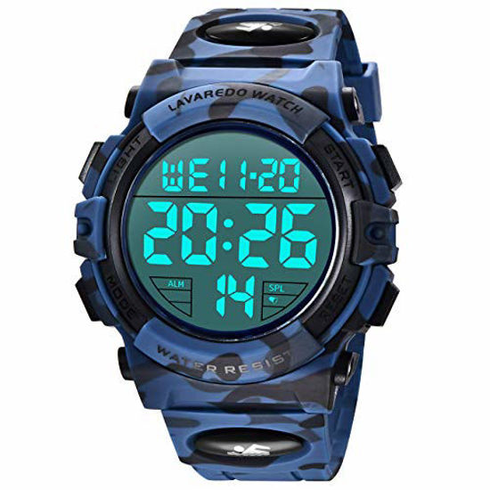 Picture of Mens Digital Watch, Sports Waterproof Military LED Multifunctional Chronograph Outdoor Wrist Watches for Men with Backlight and Alarm Stopwatch