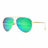 Picture of SUNGAIT Womens Lightweight Oversized Aviator Sunglasses - Mirrored Polarized Lens (Light-Gold Frame/Green Mirrored Lens, 60) SGT603 JKLV