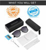 Picture of WOWSUN Polarized Sunglasses for Women Vintage Retro Round Girls Black Frame Gradient Gray Lens Shades