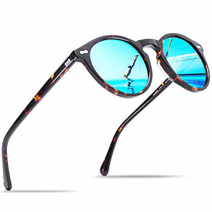 Picture of Carfia Retro Round Polarized Sunglasses for Men UV400 Protection Sport Outdoors Sunglasses CA5288L