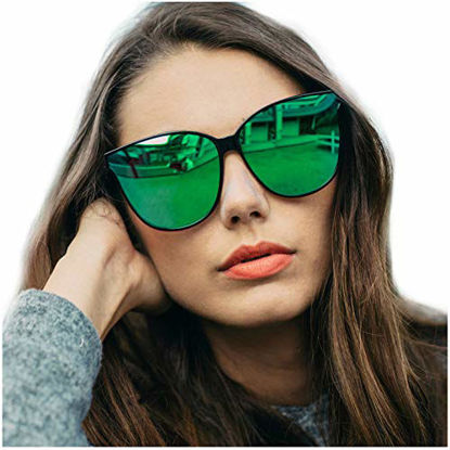 Picture of LVIOE Oversized Cat Eyes Sunglasses for Women, Fashion Vintage Eyewear With Polarized Lens, 100% UV Protection