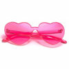 Picture of One Piece Heart Shaped Rimless Sunglasses Transparent Candy Color Eyewear(Deep Pink)