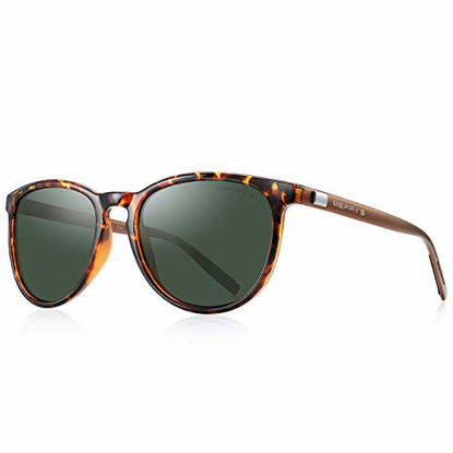 Picture of MERRY'S Polarized Sunglasses for Women Men Vintage Retro Classic Round Frame Aluminum Legs S8288 (Leopard&G15, 54)