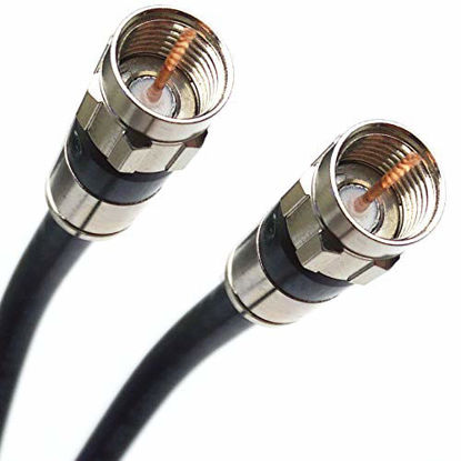 Picture of 100ft Black TRI-Shield Indoor Outdoor RG-6 Coaxial Cable Nickel-Plated Brass Connector 75 Ohm (Satellite TV, Broadband Internet, Ham Radio, OTA HD Antenna Coax) Assembled in USA PHAT SATELLITE