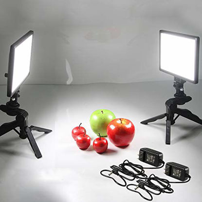 Picture of Viltrox 2 Sets Photography LED Video Light Lamp with Bi-Color 3300K-5600K, HD LCD Display Screen,CRI 95 for DSLR Table Photo Studio with Tripods
