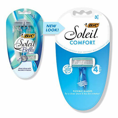 Picture of BIC Soleil Comfort Women's Disposable Razor, Four Blade, Count of 3 Razors, For a Smooth and Close Shave