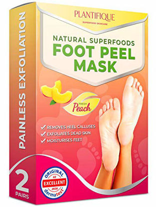 Picture of Dermatologically Tested - Peach Foot Peel Mask - 2 Pairs - Effective For Cracked Heels Repair, Remove Dead Skin, Callus & Dry Toe Skin - Baby Soft Feet - Exfoliating Peeling Natural Treatment