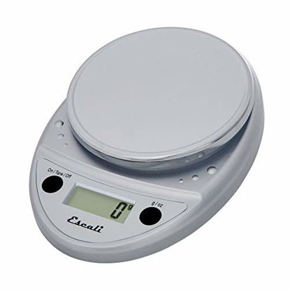 Picture of Escali Primo P115C Precision Kitchen Food Scale for Baking and Cooking, Lightweight and Durable Design, LCD Digital Display, 8" x 6" x 1.25", Chrome