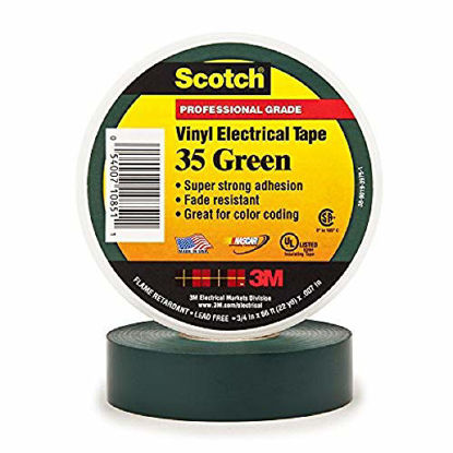 Picture of Scotch Vinyl Color Coding Electrical Tape 35, 3/4 in x 66 ft, Green